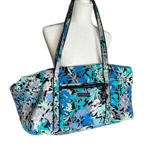 Vera Bradley Weekender Camo Floral Travel Duffle Shoulder Bag XL Blue Black